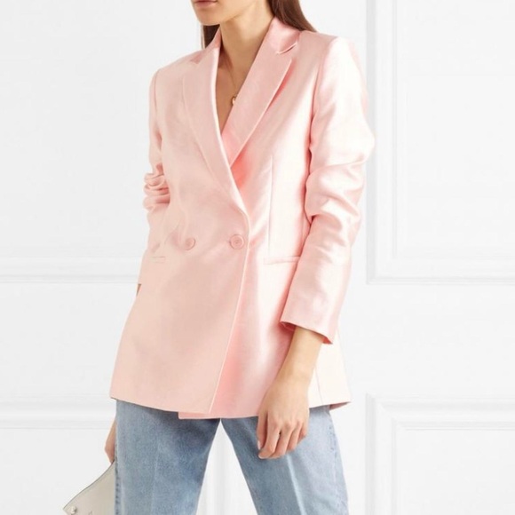 MAJE Vasila Double-breasted Satin Blazer in Pink Size 36 - Picture 3 of 16